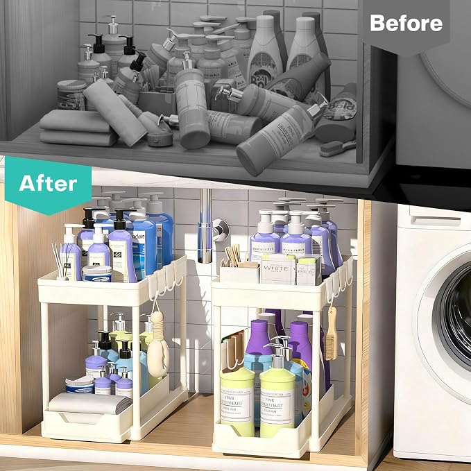 APWNRJA Under Sink Organizers and Storage 2 Pack, Pull-Out Sliding Cabinet - Image 6