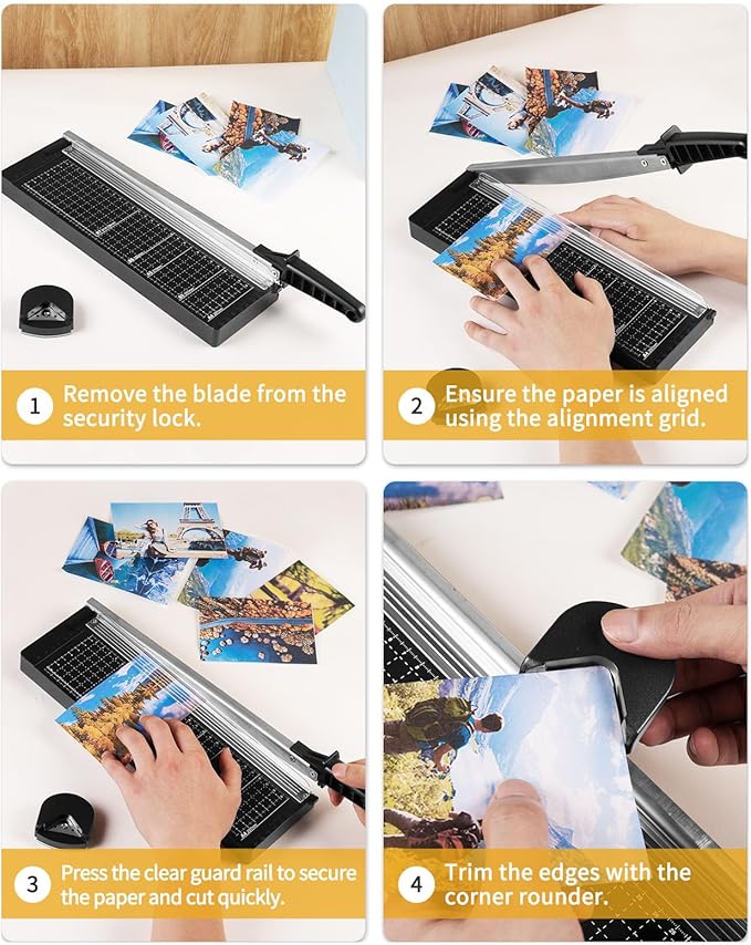 MAKEASY Paper Cutter 12 Inch, 8 Sheet Capacity, Heavy Duty Paper Cutter for Cardstock, Guillotine Paper Trimmer for Crafting, Classroom and Office-DeskLoop Office