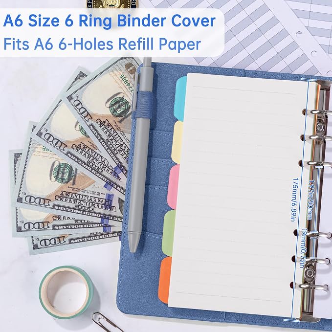 Antner A6 Notebook Binder Refillable 6 Ring Budget Binder Cover - Image 3