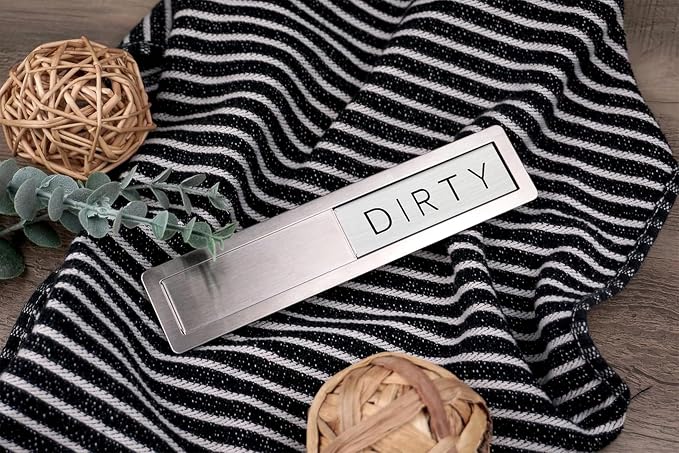 Stainless Steel Dishwasher Magnet Clean Dirty Sign - Image 2