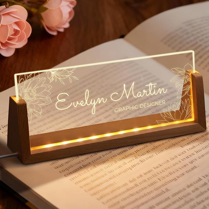 Custom Light Up Name Plate for Desk, Personalized LED Acrylic Name Sign - Image 6
