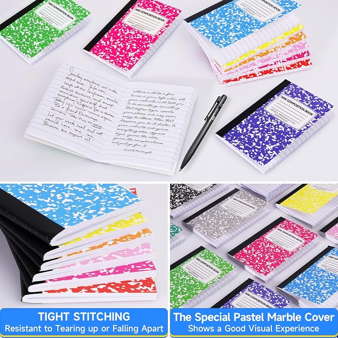 96 Pack 4.5" x 3.25" Mini Composition Notebooks Bulk 12 Color College Ruled - Image 5