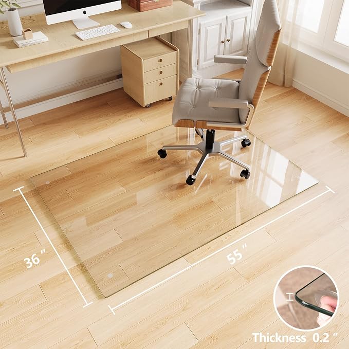 Tempered Glass Office Chair Mat, Heavy Duty 0.2" Thick Computer Chair Mat - Image 8