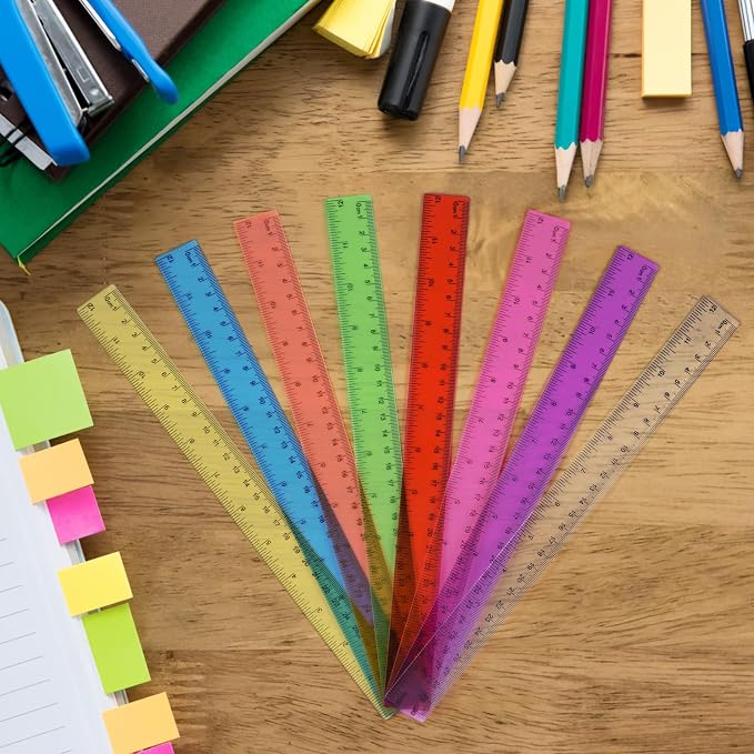 16 Pack Assorted Color Clear Rulers 12 inch, Plastic Ruler Bulks - Image 4