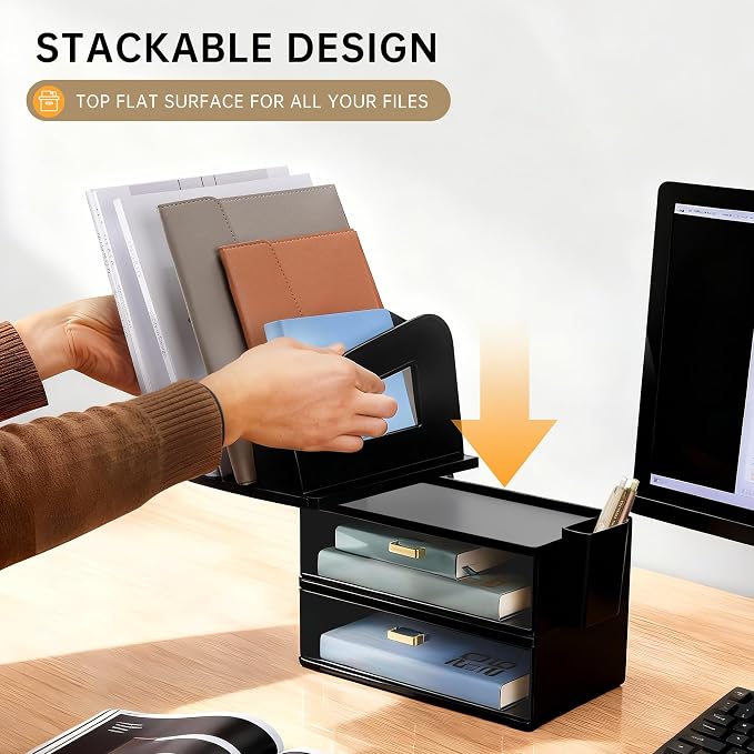 CiWiVOKi Desk Organizer with 4 File Slots and 2 Drawers, documents and office - Image 5