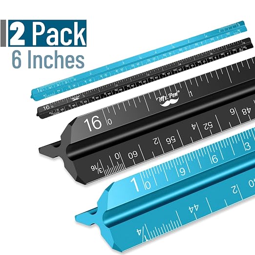 Mr. Pen- Small Architectural Scale Ruler, 6 Inch, 2 Pack | Black and Blue - Image 2