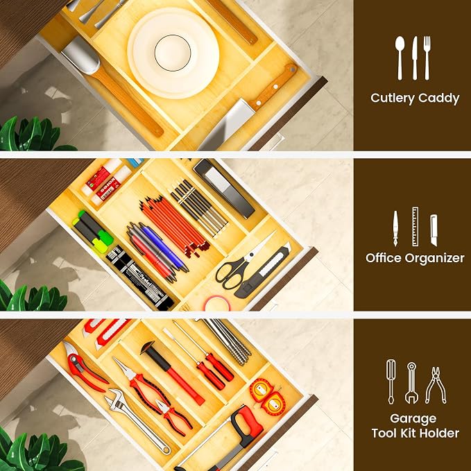 Evjocoh Silverware Drawer Organizer Wood - Image 7