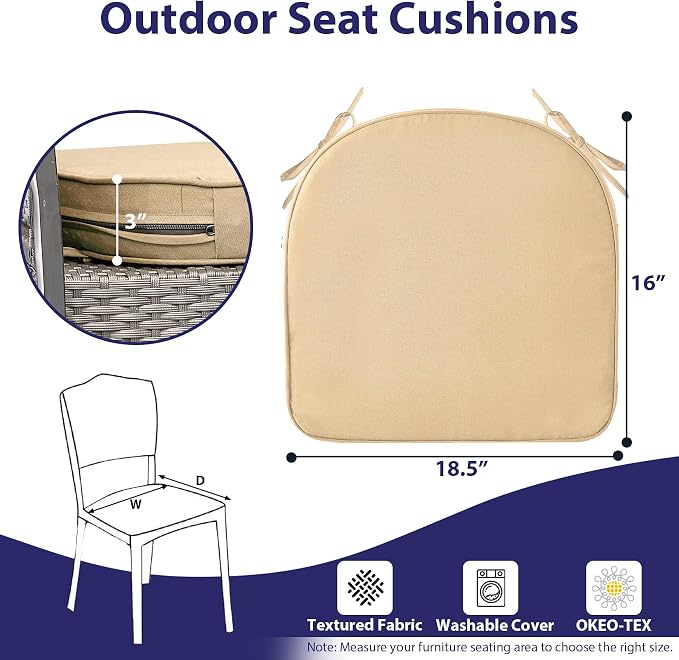 IPYNBAP Outdoor Chair Cushions Set of 4 -Waterproof Outdoor Seat Cushions - Image 6