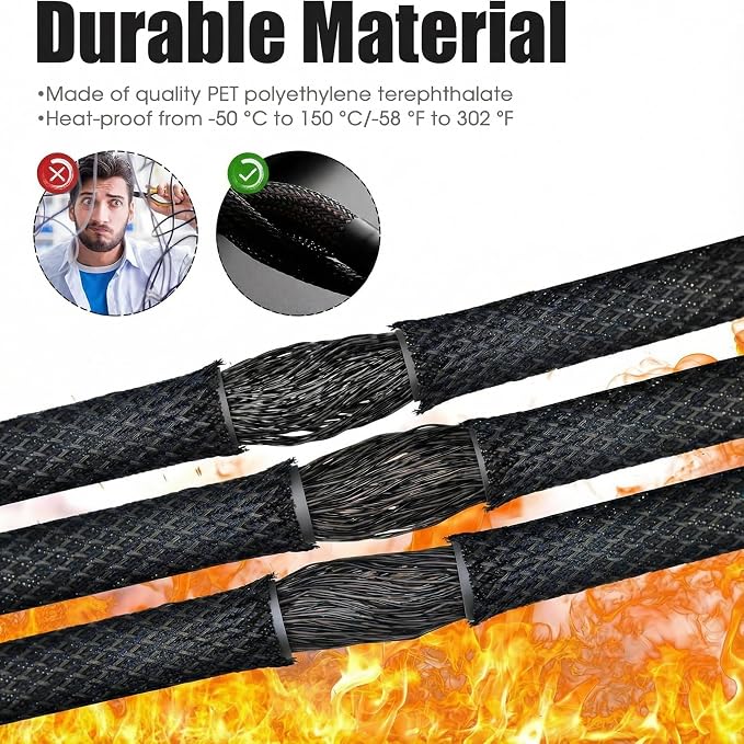 Tatuo 151 ft Expandable Braided Cable Sleeve Multi Size Braided Wire Sleeve - Image 4