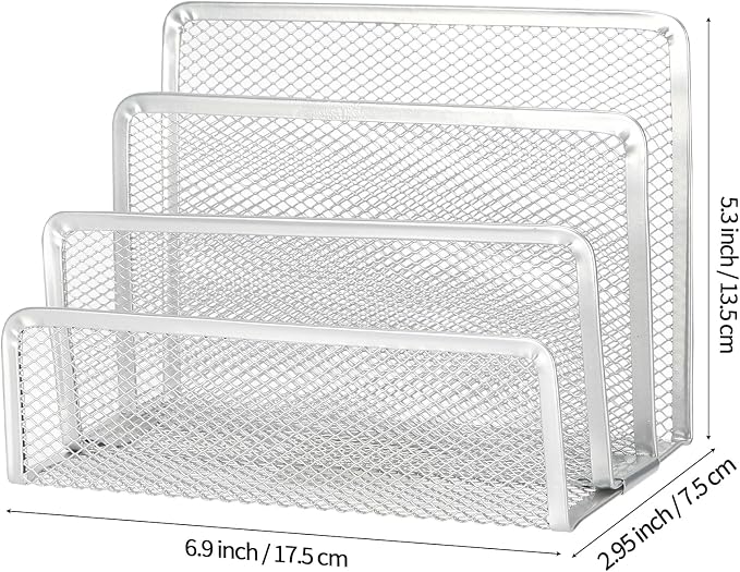 2 Pieces Desk Mail Organizer, Metal Mesh Small File Holders Letter Organizer - Image 3