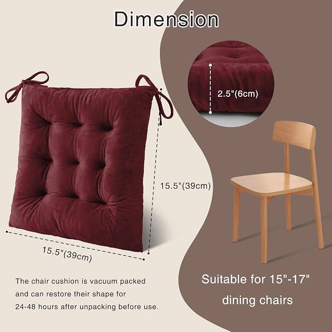 OVOV 4 Pack Chair Cushions for Dining Chairs Soft Seat Cushions for Kitchen - Image 2