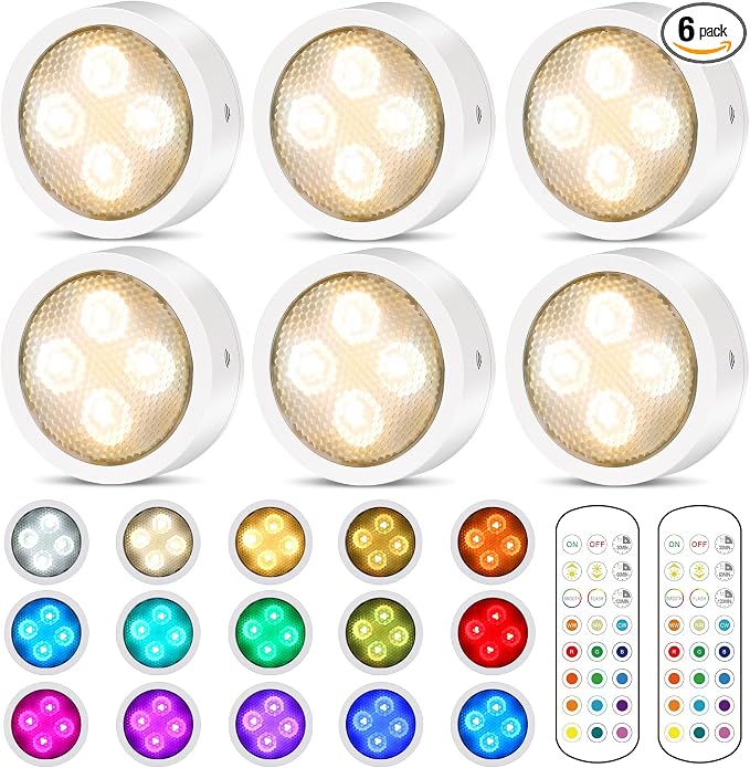 TECOMLIGHT Puck Lights with Remote Control, Battery Powered Wireless LED Under by TECOMLIGHT