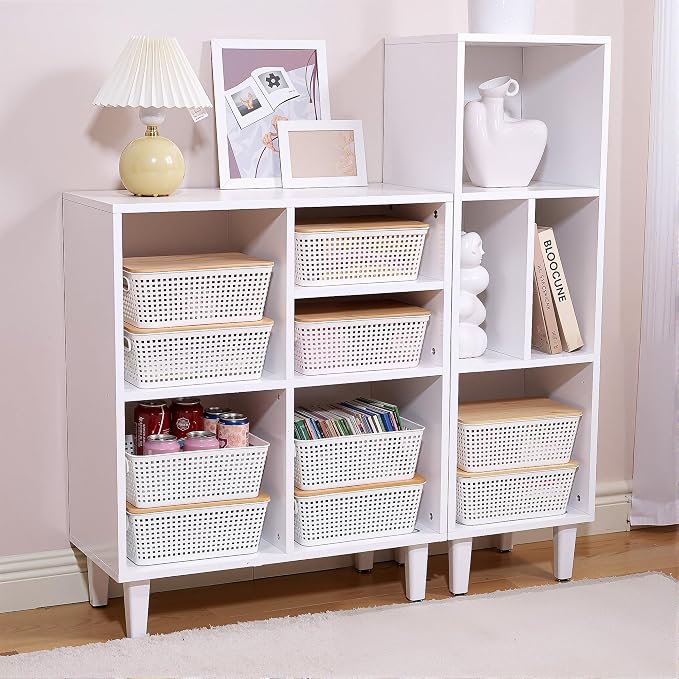 Anywish Storage Bins with Lids 8 Packs, Plastic Storage Bins with Bamboo Lids - Image 7