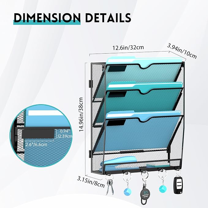 2 Pack 4 Tier Wall File Organizer - Image 2