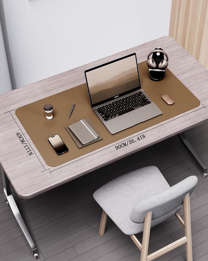 YSAGi Double-Sided Desk Pad, 35.4"x17"Leather Desk Mat, Eco Cork Desk Pad - Image 2