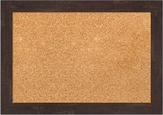 Amanti Art Natural Cork Board for Wall, 15x21 Vision Board with Brown Wood Frame, Small Corkboard Office Decor for Home Organization, Country Rustic Corkboard Pinboard to Display Items for Home-DeskLoop Office