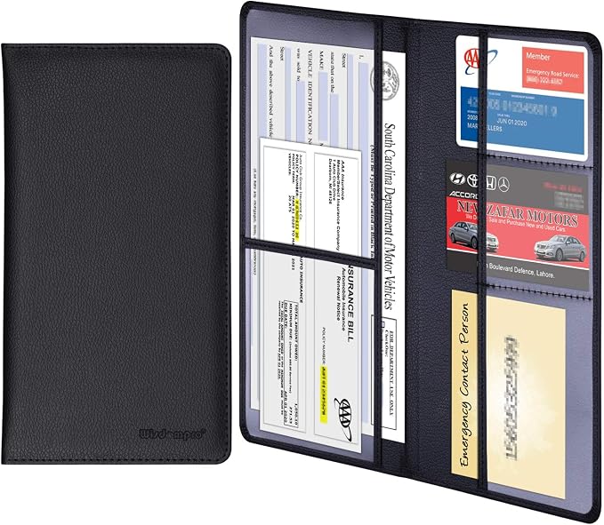 Wisdompro Car Document Holder Organiser, PU Leather Vehicle Insurance and by Wisdompro