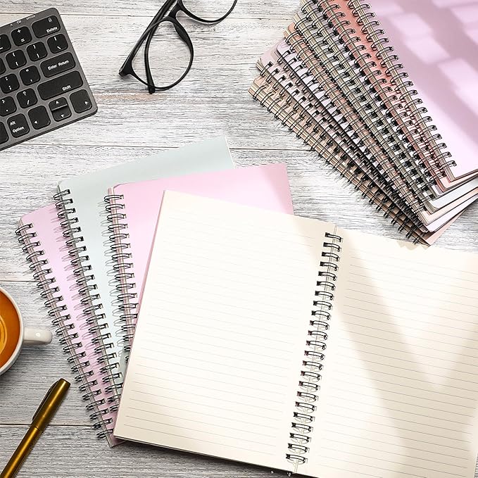 Fuutreo 12 Pcs Spiral Notebook for Work A5 8.3 x 5.7 Inch College Ruled Spiral Journal Notebook Kraft Cover Ruled Paper, 12 Color, 60 Sheets, 120 Pages for Office School(Macaron Color)-DeskLoop Office