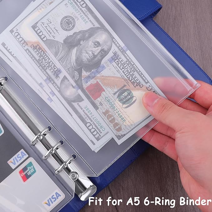 Antner 12PCS A5 Binder Pockets 6 Holes Budget Cash Envelopes - Image 4