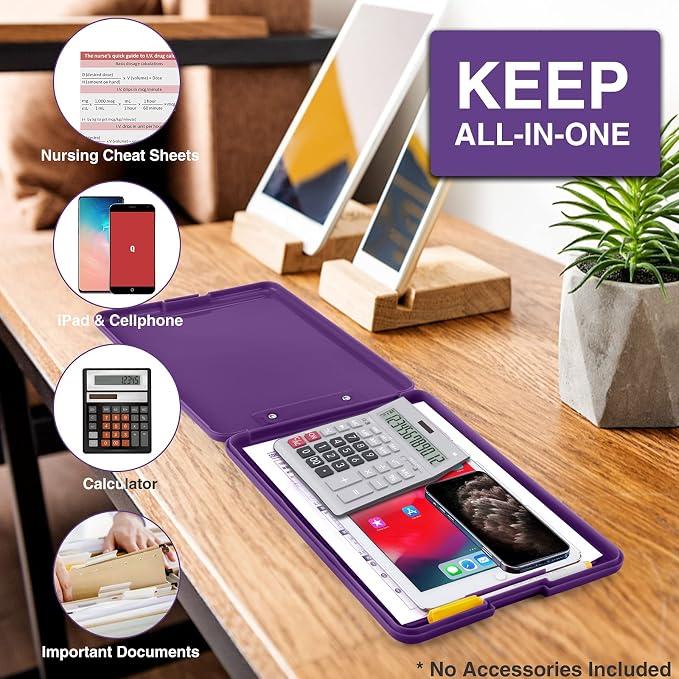 Sooez Storage Clipboard With Low Profile Clip, Heavy Duty Nursing Foldable - Image 5
