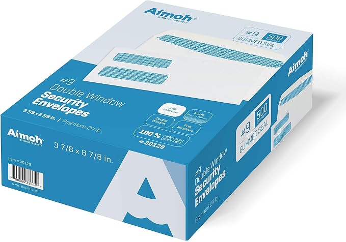 Aimoh #9 Double Window Security Business Mailing Envelopes - Image 7