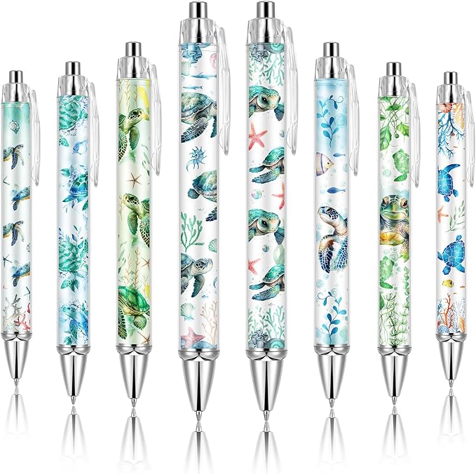 Ireer 8 Pcs Ballpoint Pens for Women 1.00 mm Cute Black Ink Fancy Pens Fine by Ireer
