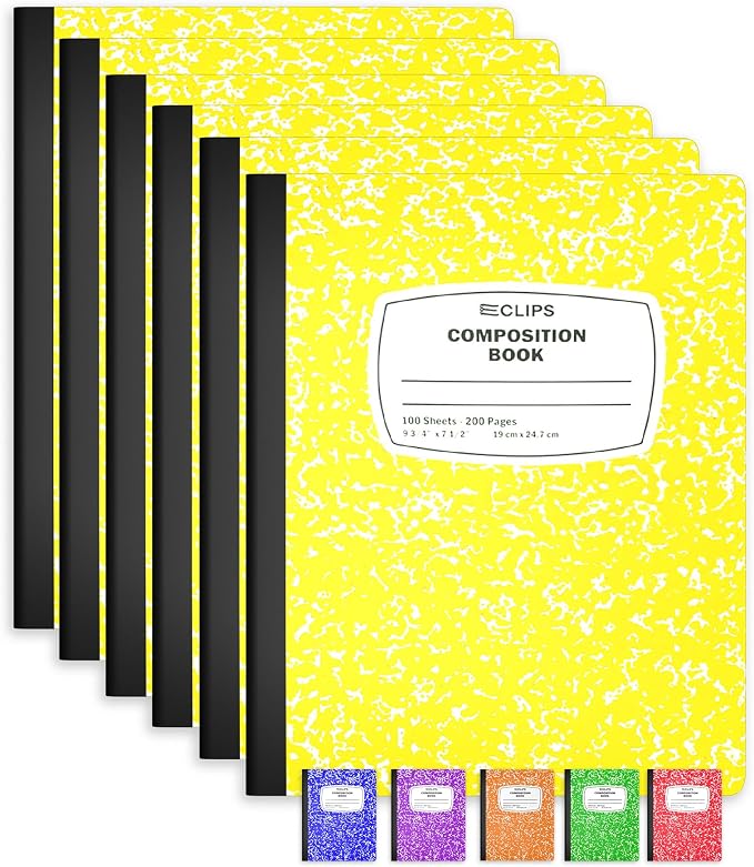 Composition Notebook Wide Ruled Composition Notebooks Bulk Yellow Marble Hard by E-CLIPSUSA