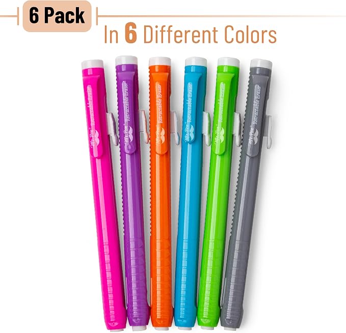 Mr. Pen- Retractable Mechanical Eraser Pens, 6 Pack, Vibrant Colors | - Image 2
