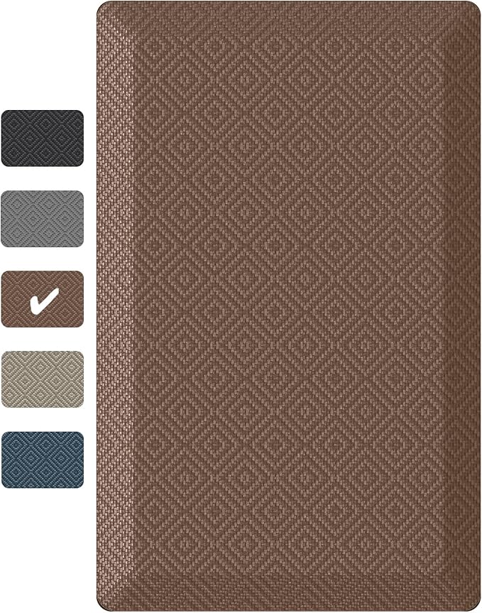 Ophanie Kitchen Mats for Floor, 9/10 Inch Thick Kitchen Rugs, Anti Fatigue Standing Cushioned Mat, Waterproof,Comfort Ergonomic Mat for Office, Home, Sink, 20''x32'' Brown Non-Slip Bottom-DeskLoop Office