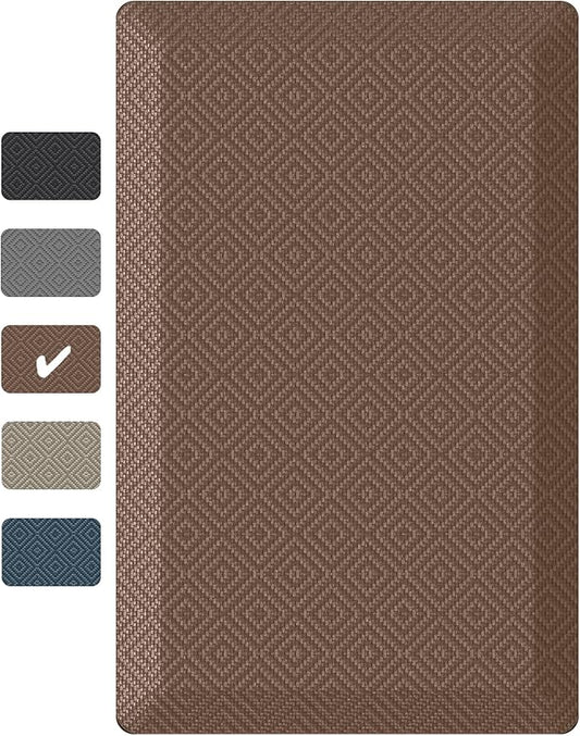 Ophanie Kitchen Mats for Floor, 9/10 Inch Thick Kitchen Rugs, Anti Fatigue Standing Cushioned Mat, Waterproof,Comfort Ergonomic Mat for Office, Home, Sink, 20''x32'' Brown Non-Slip Bottom-DeskLoop Office