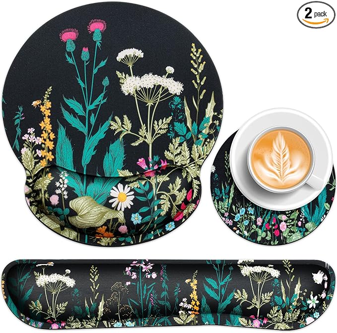 Mouse Pad with Wrist Rest Set, Qomolama 3-in-1 Wrist Support Mouse Pad Set by QOMOLAMA