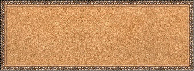 Amanti Art Natural Cork Board for Wall, 14x38 Vision Board with Bronze Frame, Medium Corkboard Office Decor for Home Organization, Traditional Corkboard Pinboard to Display Items for Home-DeskLoop Office