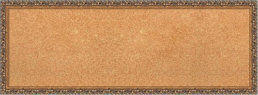 Amanti Art Natural Cork Board for Wall, 14x38 Vision Board with Bronze Frame, Medium Corkboard Office Decor for Home Organization, Traditional Corkboard Pinboard to Display Items for Home-DeskLoop Office