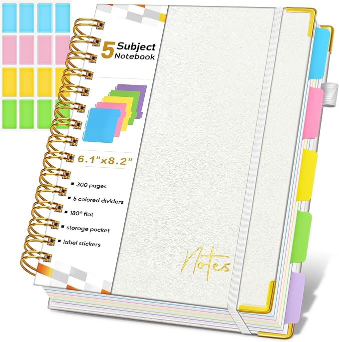 Spiral Notebook Journal with Removable Dividers Tabs, 300 Pages Hardcover by Unknown