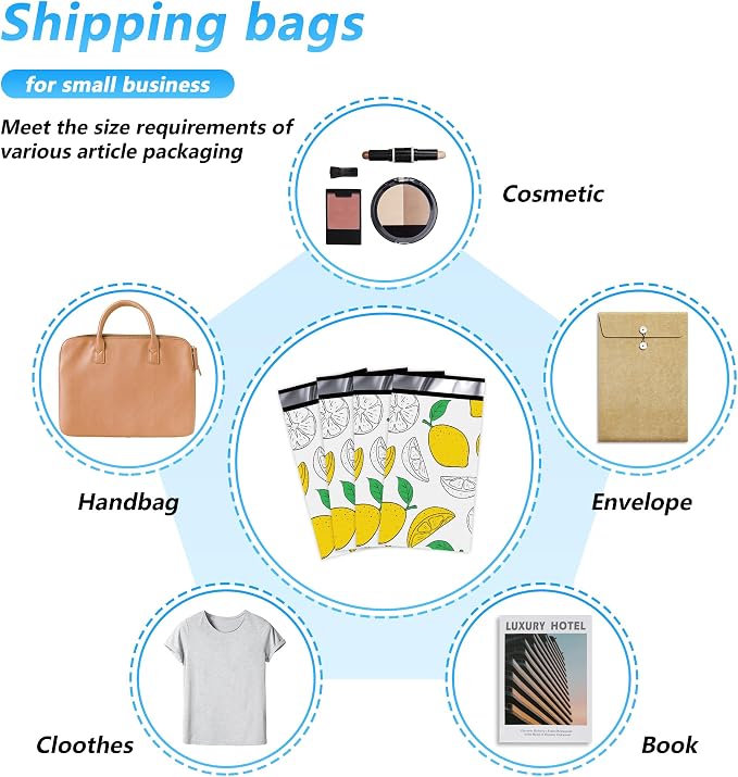 Lemon Printed Poly Mailer 6x9 Inch 100 Pcs, Waterproof and Tear-Resistant - Image 7