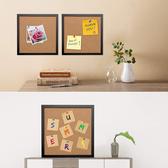 AkTop Cork Board Bulletin Board 12x12, Small Square Pin Board - Image 2