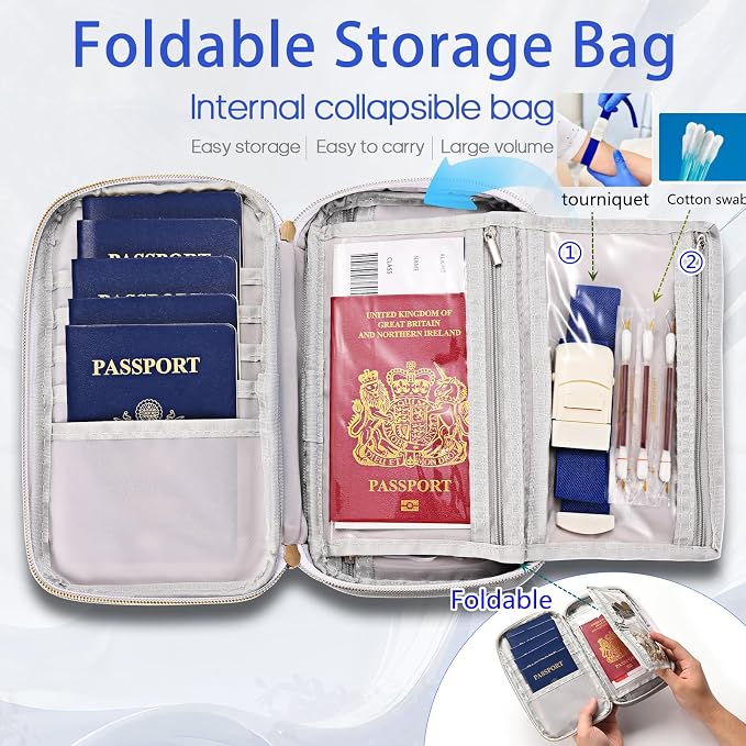 Secure, Valuable RFID Family Passport holder, Travel wallet, Travel document - Image 2