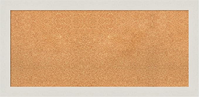 Amanti Art Natural Cork Board for Wall, 19x39 Vision Board with White Frame, Medium Corkboard Office Decor for Home Organization, Country Rustic Corkboard Pinboard to Display Items for Home-DeskLoop Office