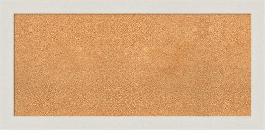 Amanti Art Natural Cork Board for Wall, 19x39 Vision Board with White Frame, Medium Corkboard Office Decor for Home Organization, Country Rustic Corkboard Pinboard to Display Items for Home-DeskLoop Office
