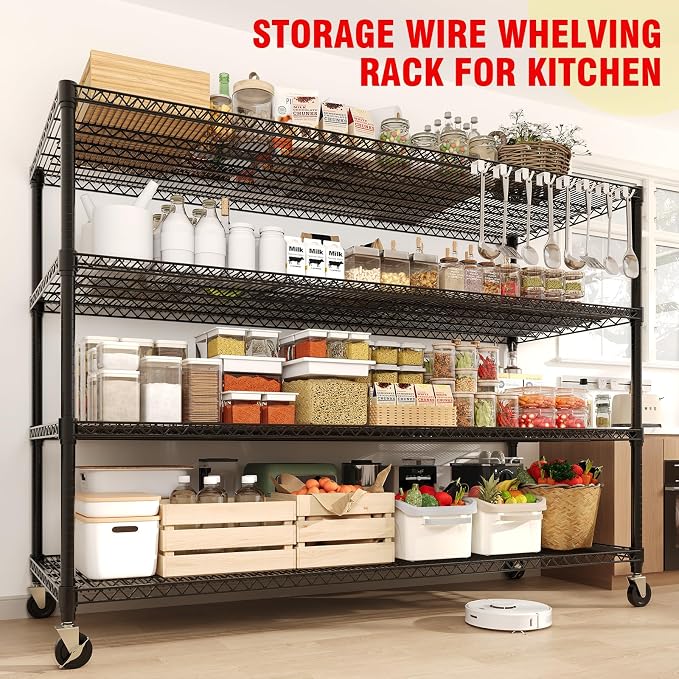 4-Tiers Storage Shelves 73" H Heavy Duty Metal Shelving - Image 7