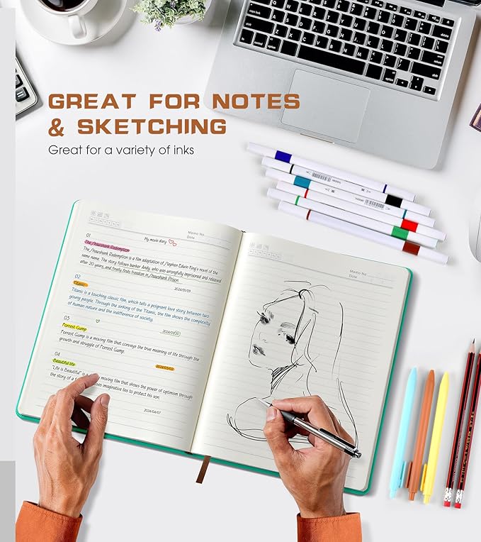 Lined Journal Notebook for Women Men,256 Pages B5 Large Hardcover Leather Journals for Writing,Travel,Business,Work,School,College Ruled Notebooks for Note Taking,Diary Notepad 7.8"×10.2"-DeskLoop Office