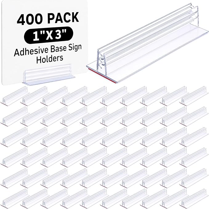 Fulmoon 400 Pcs Sign Holder, Adhesive Base Sign Holders Multiple Uses - Image 8