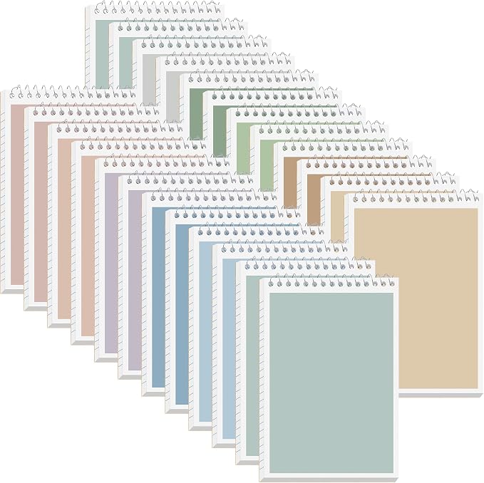 24 Pack Steno Pads 6 x 9 in Spiral Top Notebook Bulk 12 Retro Color Note Pad 60 by UZLUbuywithconfidence