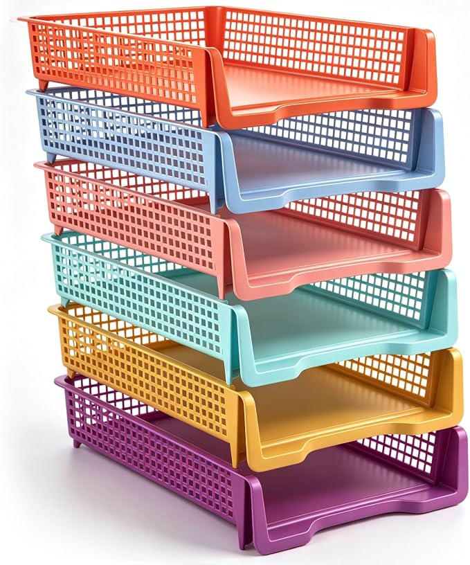 Geetery Set of 6 Turn in Trays Classroom Plastic Trays by Geetery