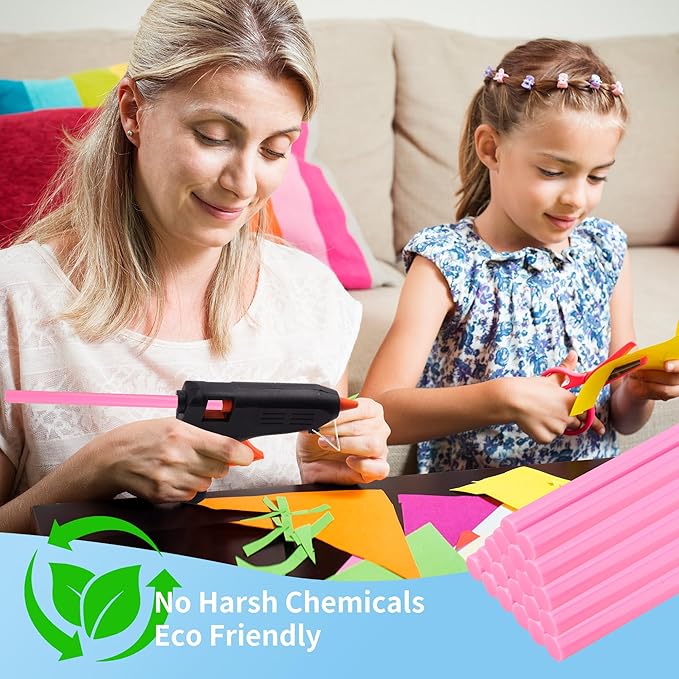 MATUFF Pink hot Glue Sticks Full Size 0.43” Dia x 8” Long, 52 pcs Hot melt Adhesive Glue Sticks, All-Purpose Colored Glue Gun Sticks for Christmas Decoration Crafts Arts School Home Repair Bonding-DeskLoop Office