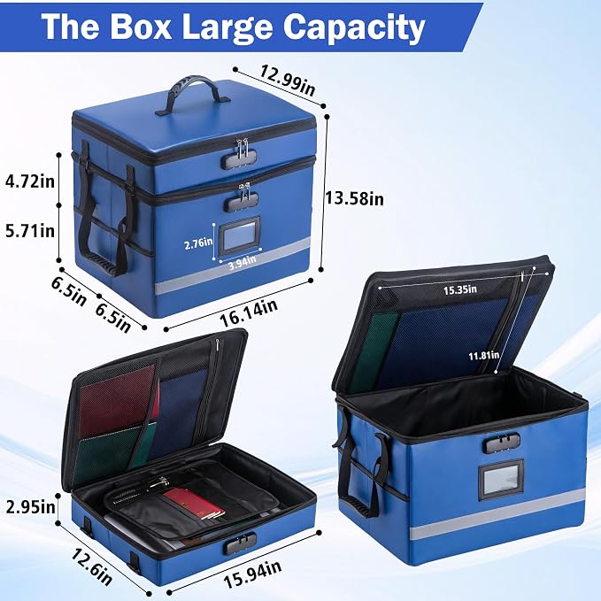 EXLIFBAG 2 Layer File Box with Lock, Portable Document Organizer Box with Handle - Image 3