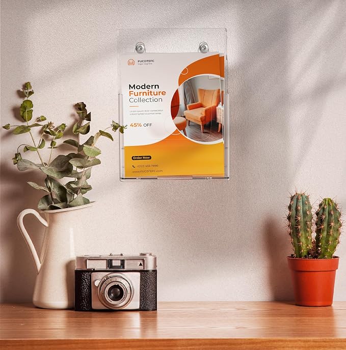 FUCDTEFC 2 Pack Acrylic Brochure Holder 8.5x11 & 4 x9 Inches, Flyer Holder - Image 7