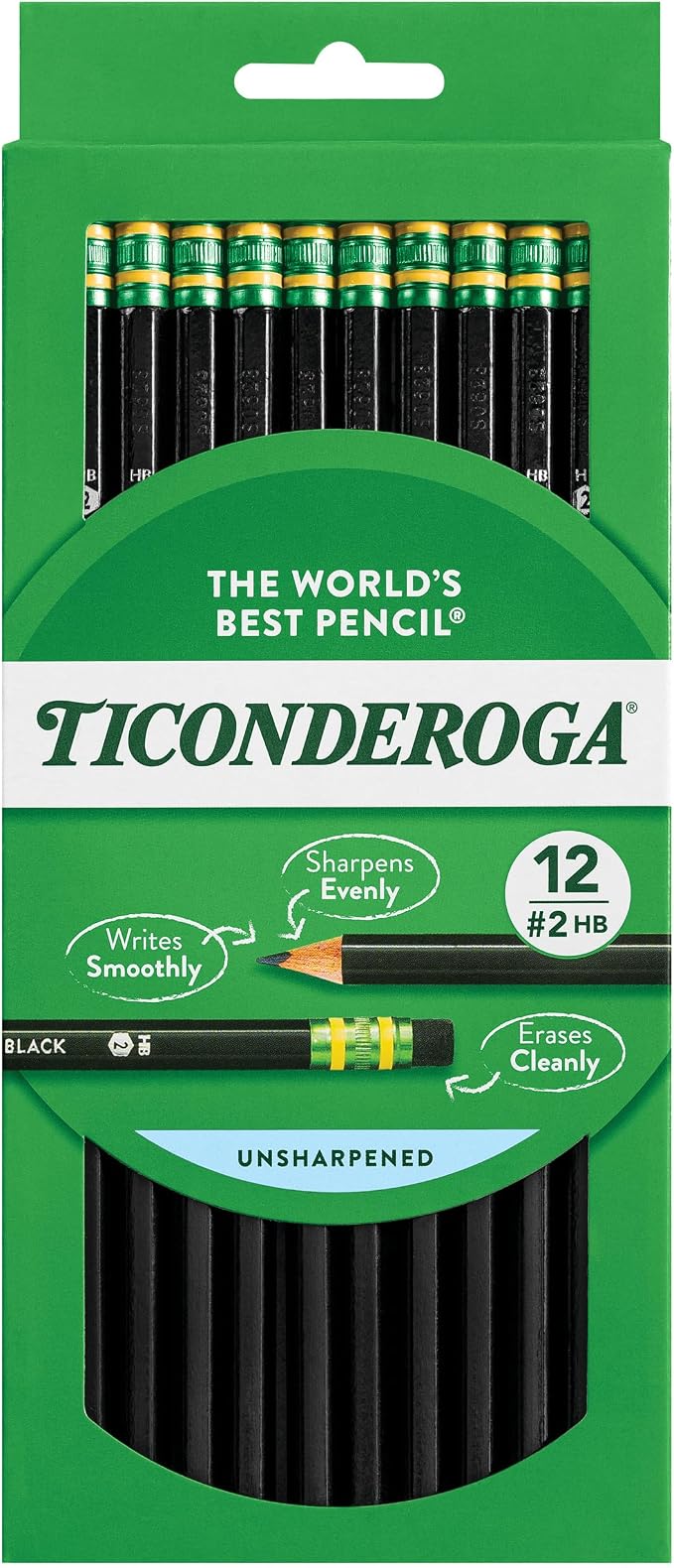 Ticonderoga Wood-Cased Pencils, Unsharpened, #2 HB Soft by Ticonderoga