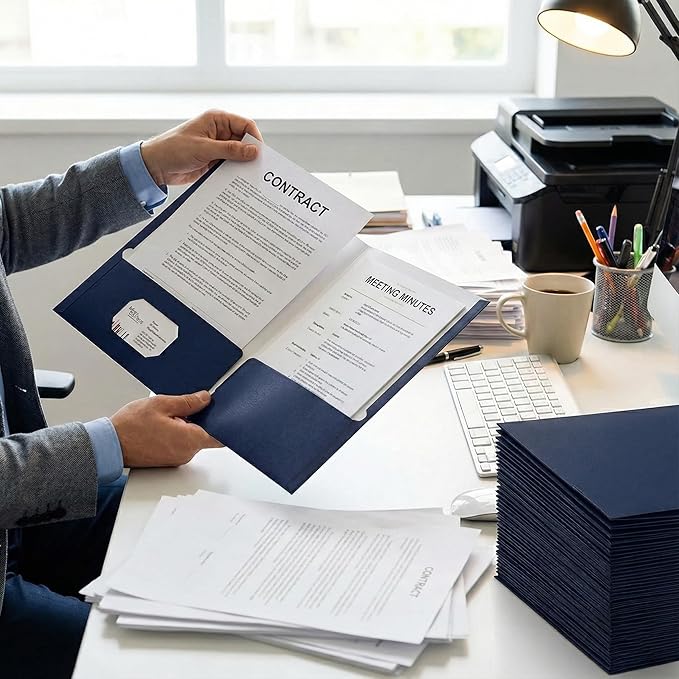 Zzrywuty File folders with Pockets, 50 Pack Paper Folders with Card Slot - Image 6