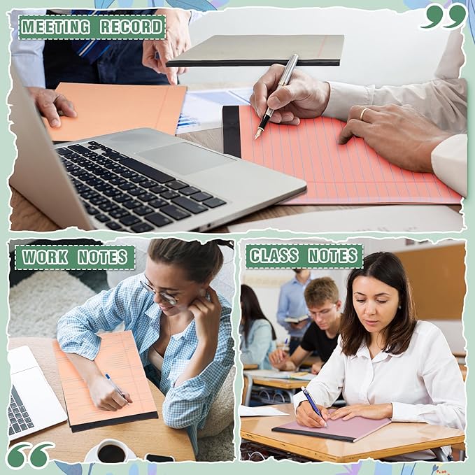 Fuutreo 8 Pcs 8.5'' x 11'' Colored Legal Pad Writing Pads Narrow Ruled 50 Sheets Per Notepad Perforated Writing Notepad Office Supplies for College Office Business (Vintage Color)-DeskLoop Office